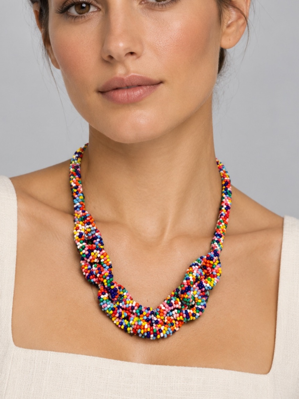J.Crew NWT beaded chain link multicolor necklace